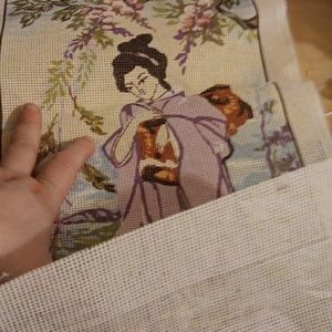 Large needlepoint  of Japanese lady